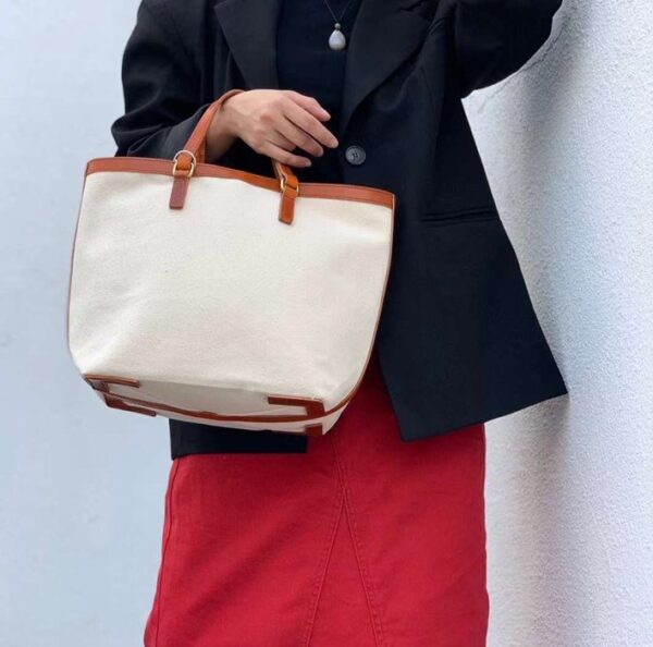 Sac à main cuir et coton, Élégance naturelle - Image 2