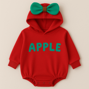 Barboteuse bébé à capuche motif Pomme