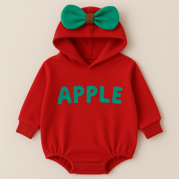Barboteuse bébé à capuche motif Pomme