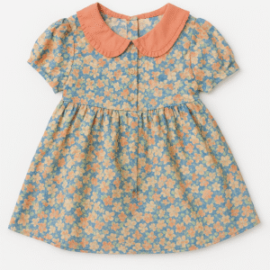 Robe Fille à Fleurs – Col Claudine