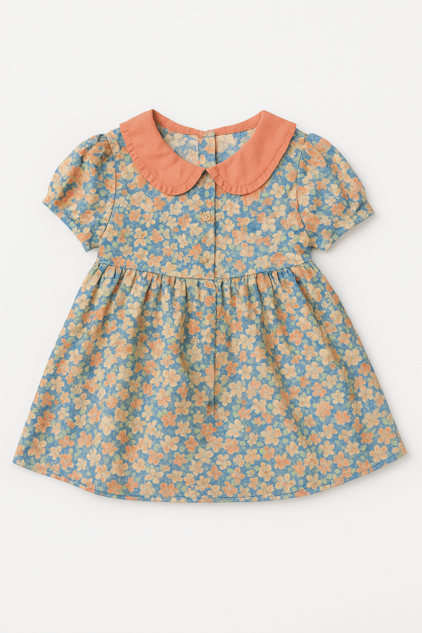 Robe Fille à Fleurs – Col Claudine