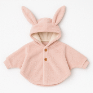 Cape Bébé Douillette – Modèle Lapin Rose