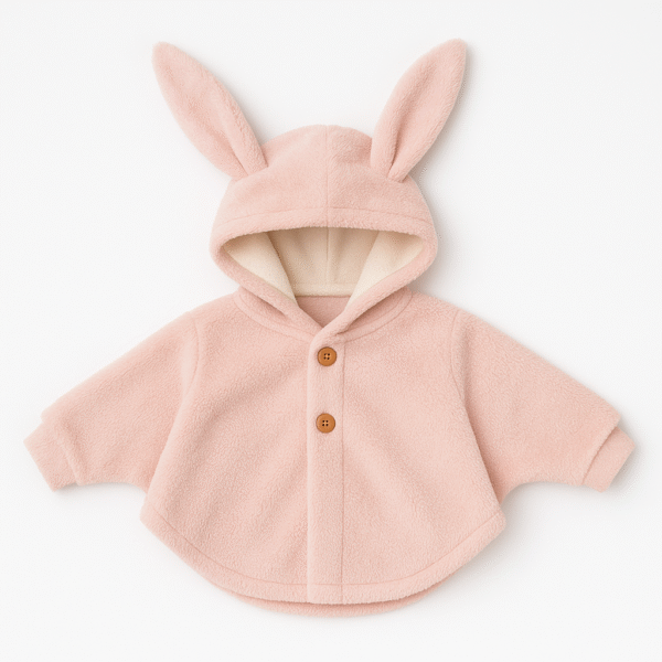 Cape Bébé Douillette – Modèle Lapin Rose