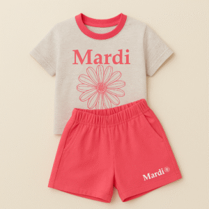 Ensemble T-shirt & Short "Mardi" - rose